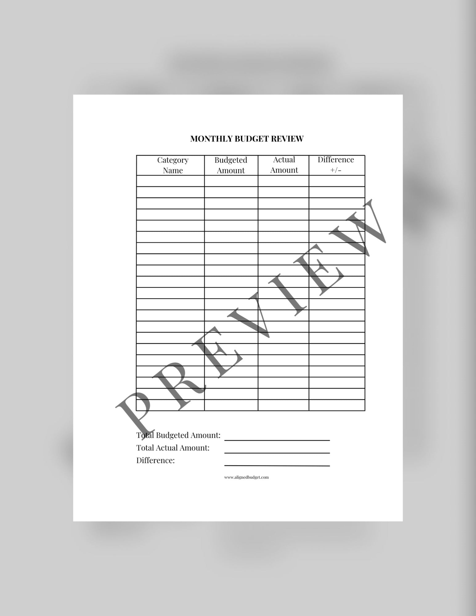 Monthly Budget Review