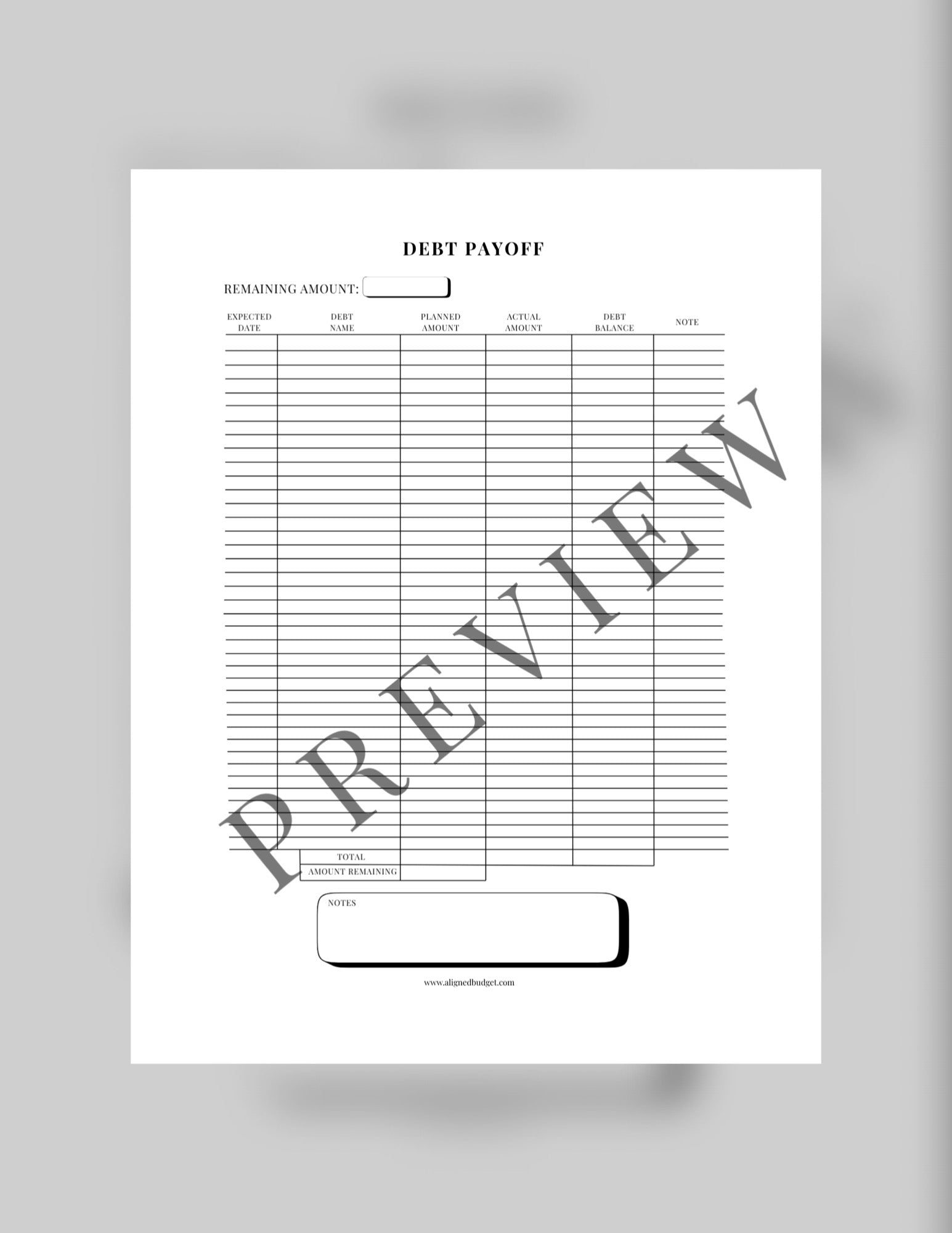 Monthly Debt Payoff Sheet