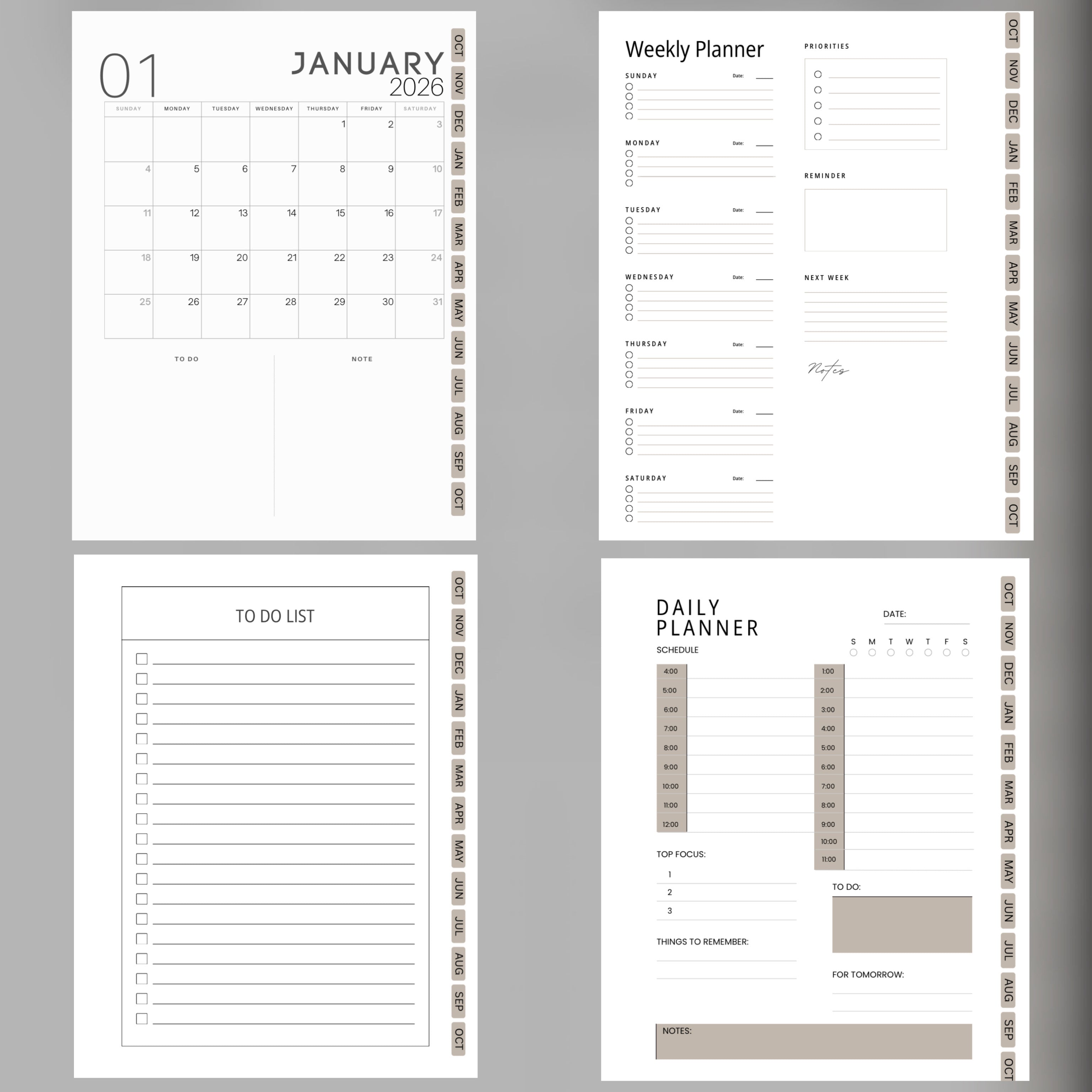 Aligned Weekly Planner (October 2025 – October 2026)