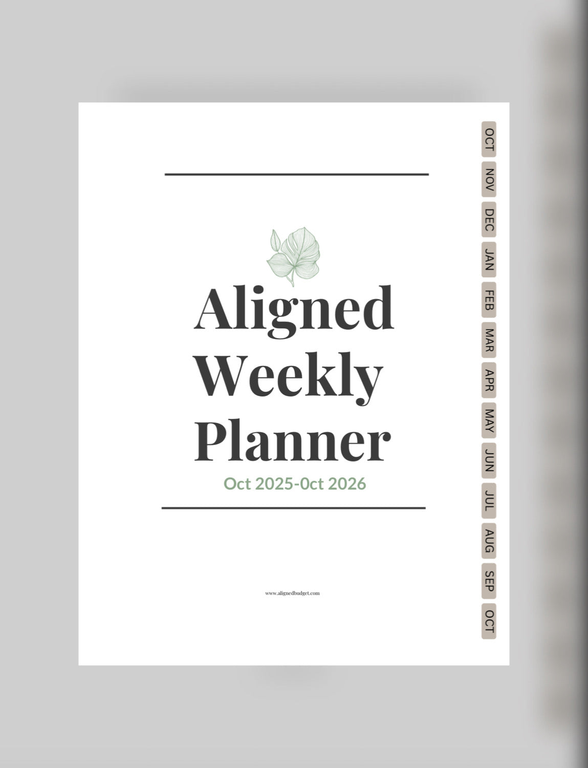 Aligned Weekly Planner (October 2025 – October 2026)