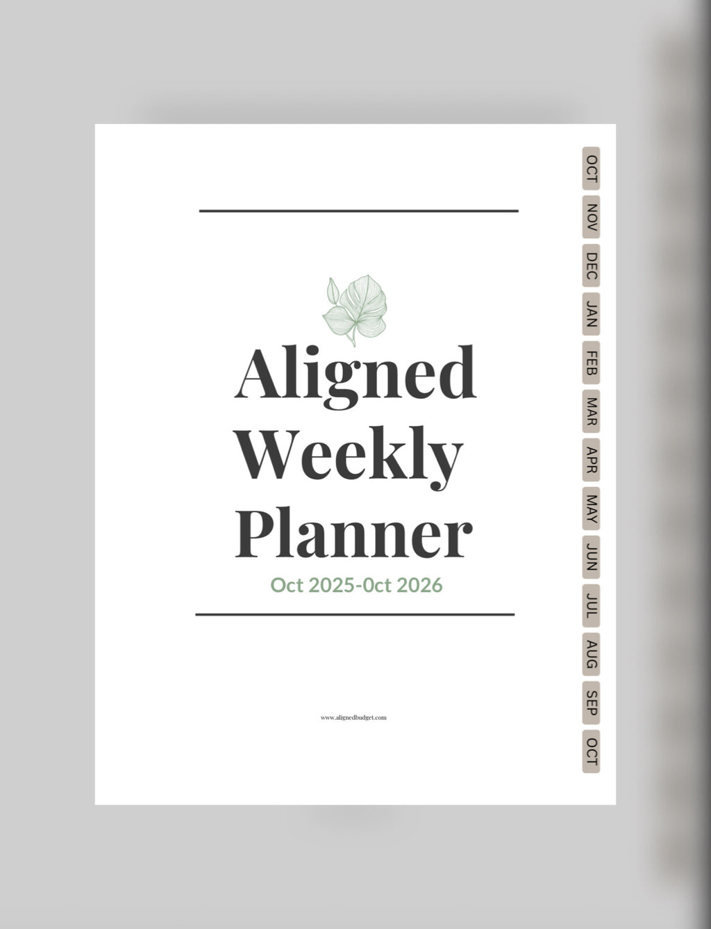 Aligned Weekly Planner (October 2025 – October 2026)